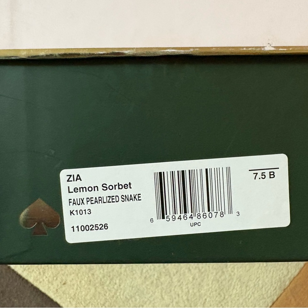 NWT KATE SPADE Zia Lemon Sorbet Faux Pearlized Snake Platforms size 7.5 - Picture 10 of 10